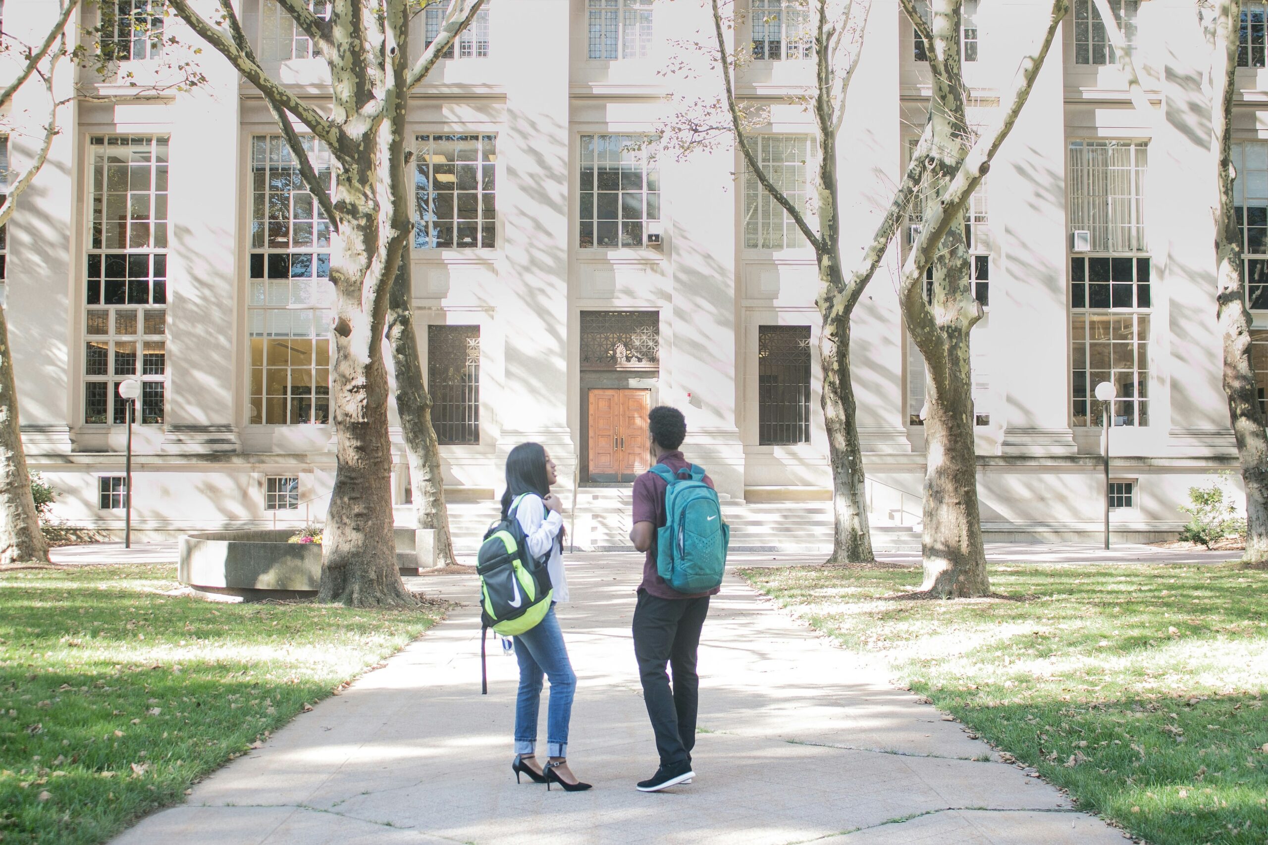 Students on a college campus visit